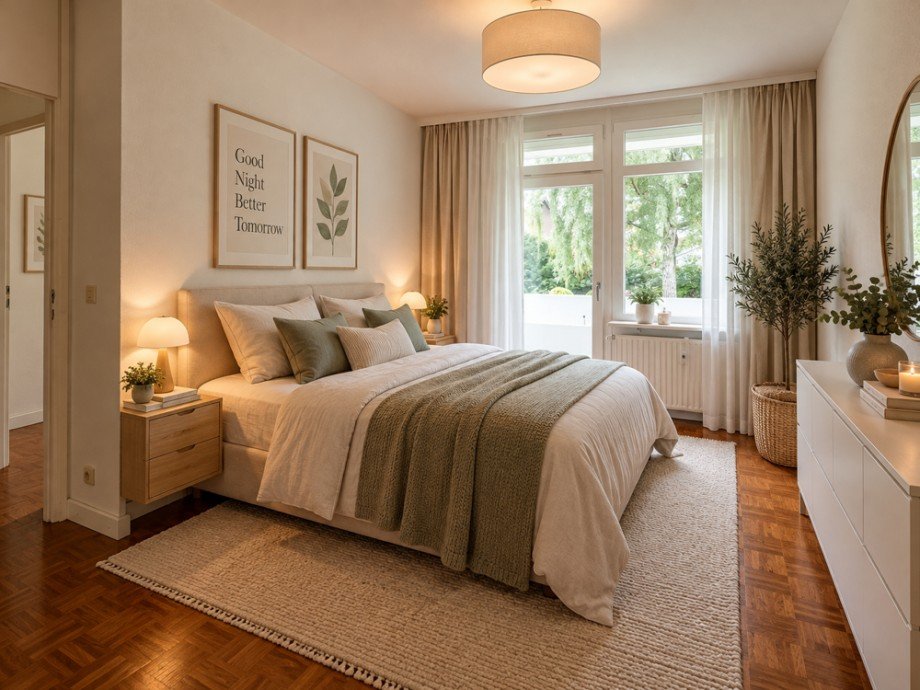 Schlafen_KI_Einrichtungsidee Erdgeschosswohnung Bargteheide