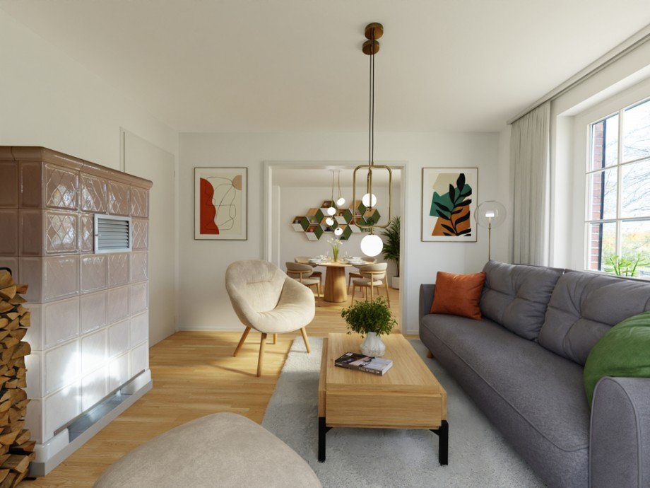 Visualisierung Wohnbereich Doppelhaush�lfte Jersbek