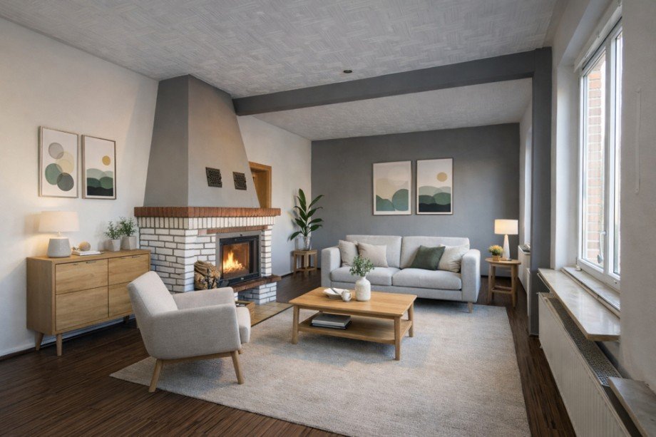 Wohnzimmer virtuell m�bliert Doppelhaush�lfte Bargteheide