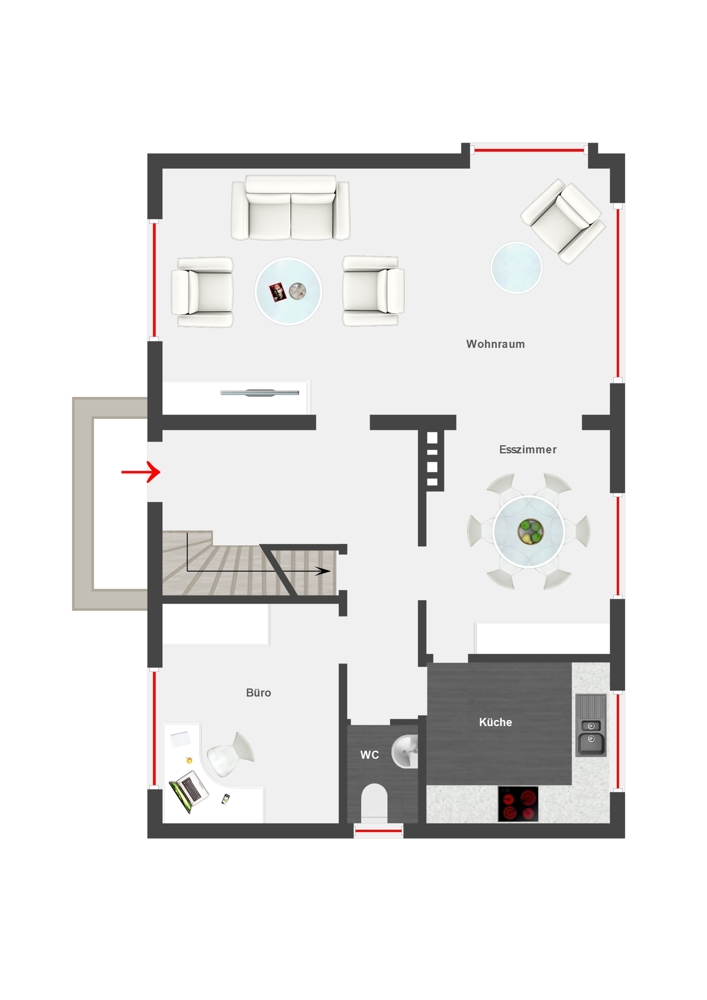 Grundriss Erdgeschoss Einfamilienhaus Hamburg / Wohldorf-Ohlstedt