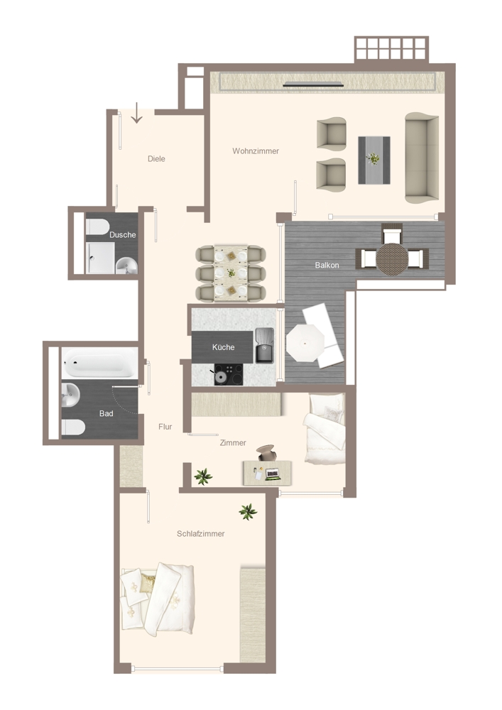 Grundriss EG Mitte, Hochparterre Erdgeschosswohnung Hamburg