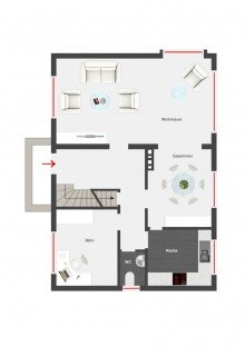 Grundriss Erdgeschoss BEREIT F�R EIN NEUES KAPITEL: ARCHITEKTENHAUS IN GUTER LAGE.
