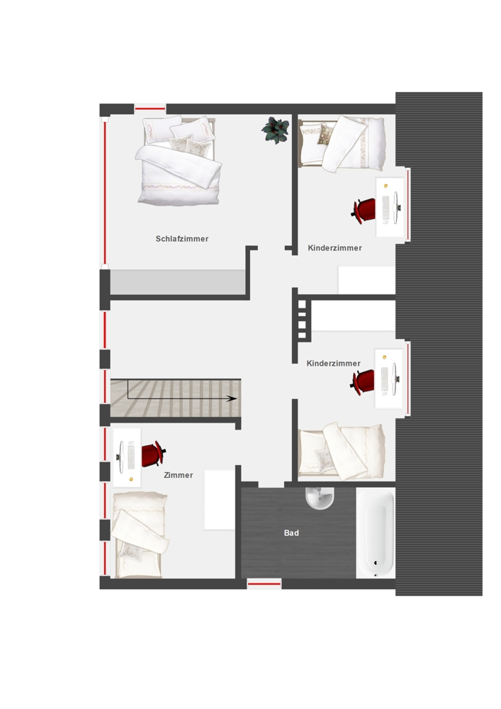 Grundriss Obergeschoss Einfamilienhaus Hamburg / Wohldorf-Ohlstedt