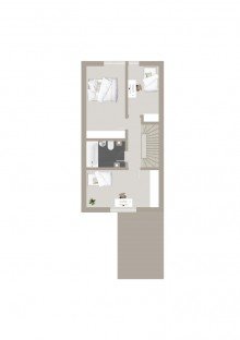 Grundriss Obergeschoss ANKOMMEN. DURCHATMEN. ZUHAUSE SEIN. REIHENHAUS MIT GARTEN & GARAGE.